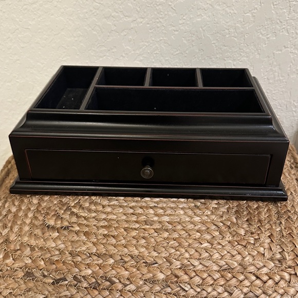 Bombay Company Wooden Valet Organizer with Drawer – Classic Black Finish - Picture 2 of 9